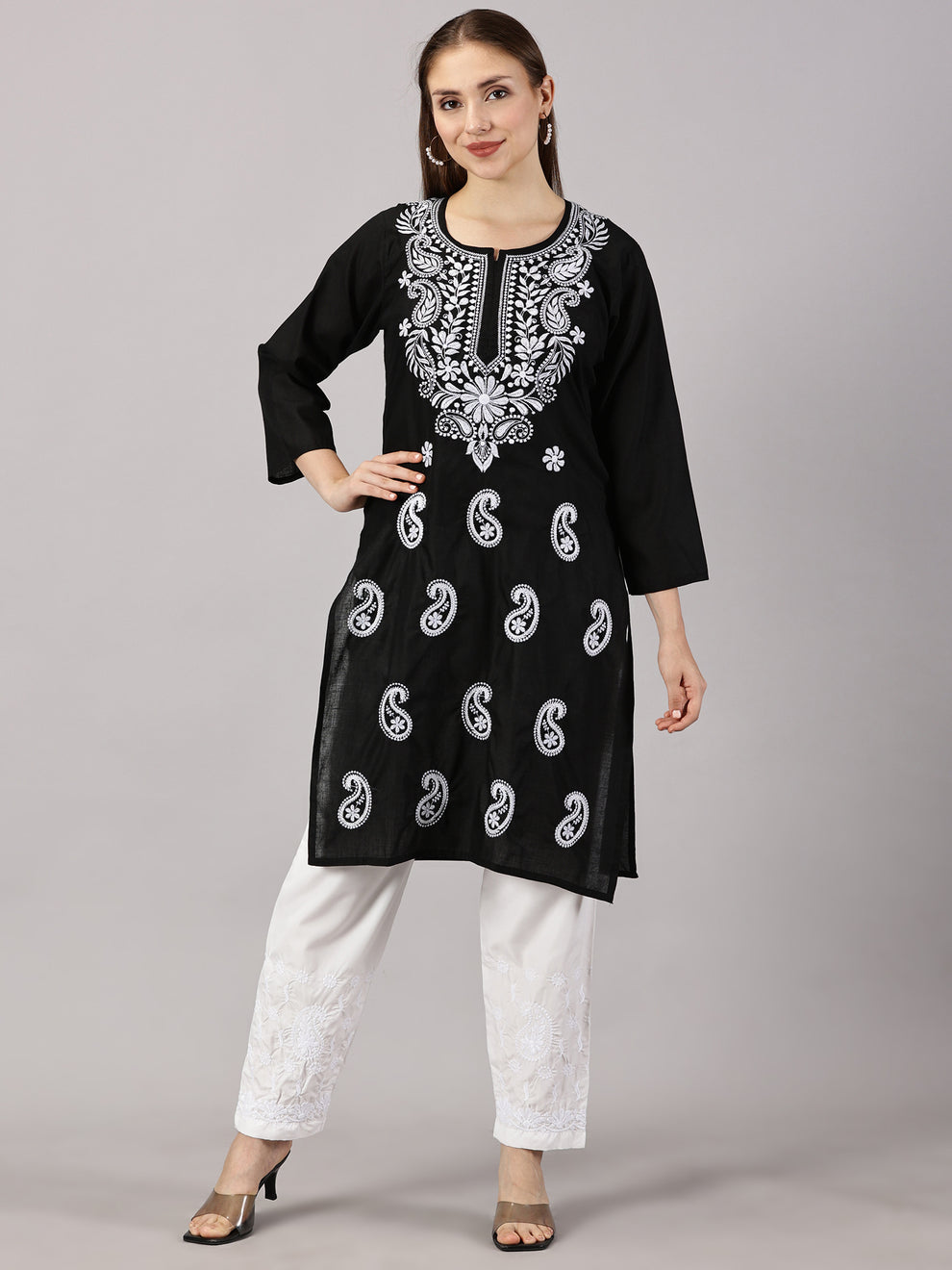 Chikankari Soft Cotton Kurti with Stretchable Lycra Pant Set – Comfortable & Stylish for All Occasions