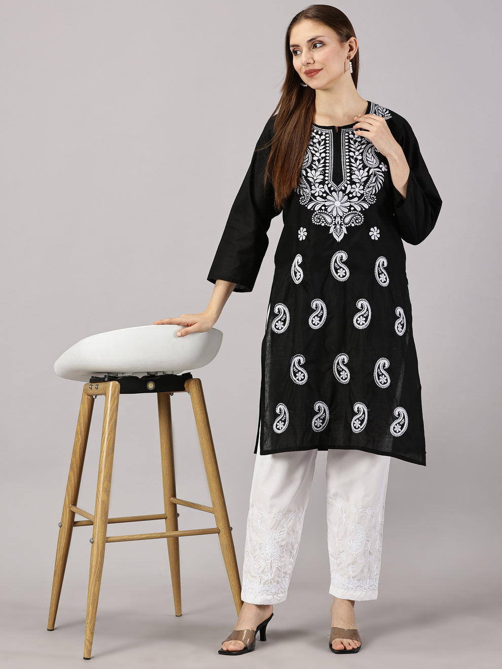 Chikankari Soft Cotton Kurti with Stretchable Lycra Pant Set – Comfortable & Stylish for All Occasions