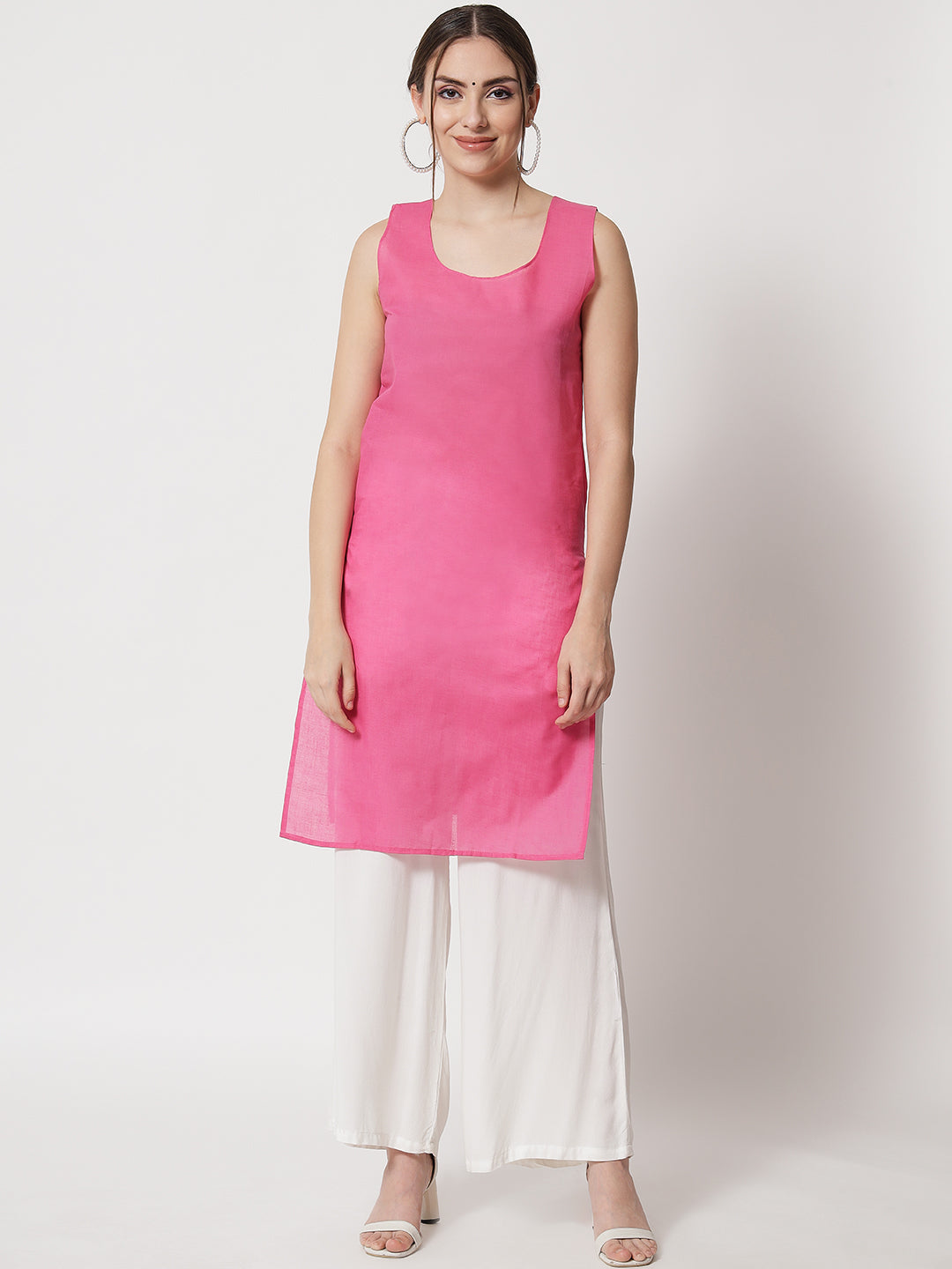 Women's Chiffon Georgette Chikankari Booti Jaal Kurti With Matching Cotton Inner
