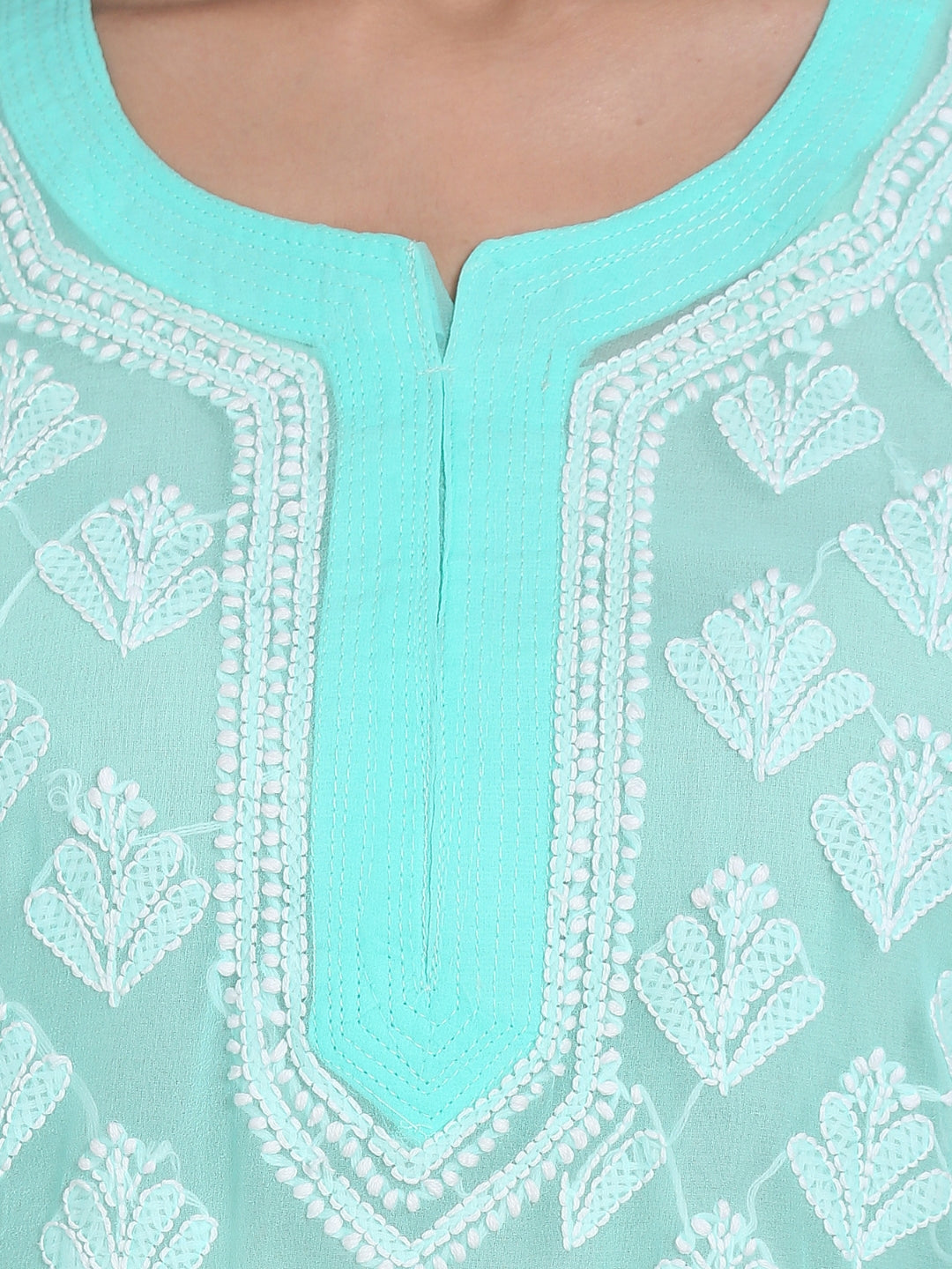 Women's Chiffon Georgette Chikankari Booti Jaal Kurti With Matching Cotton Inner