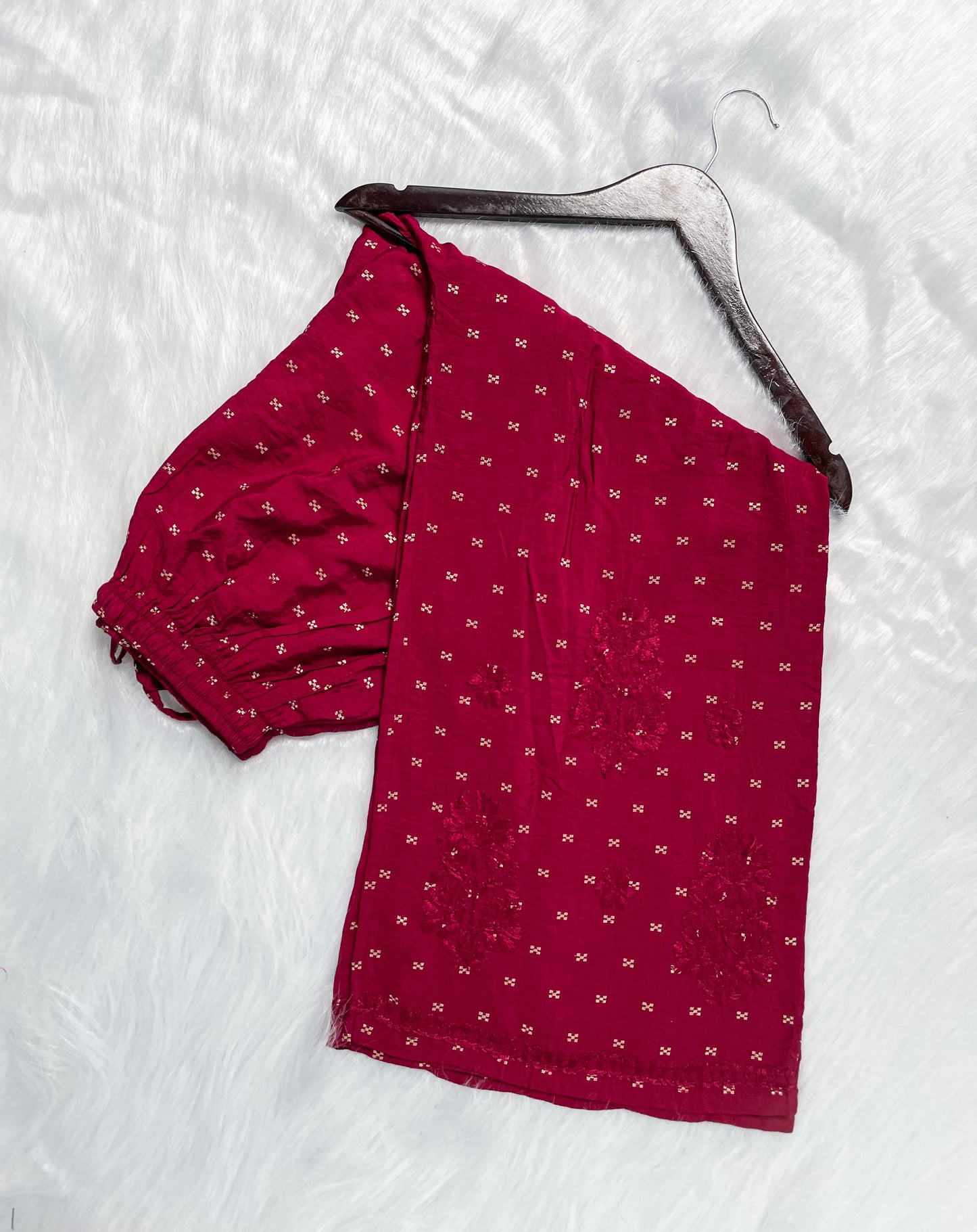 Yumna Premium Dyed Chanderi Silk Lucknowi Chikankari Kurti and Palazzo Set for Women