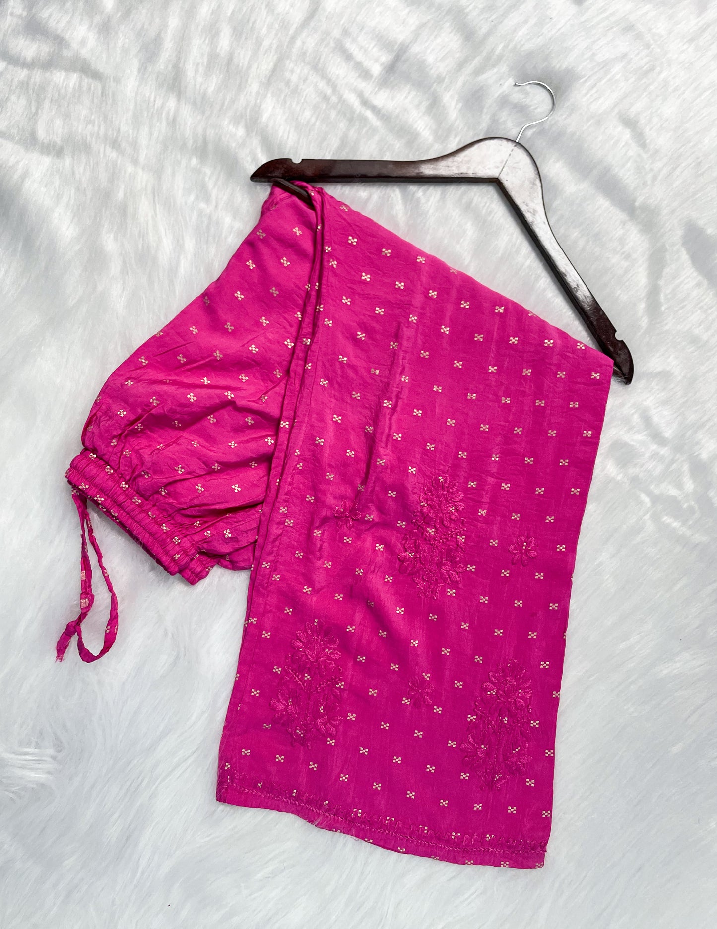 Yumna Premium Dyed Chanderi Silk Lucknowi Chikankari Kurti and Palazzo Set for Women