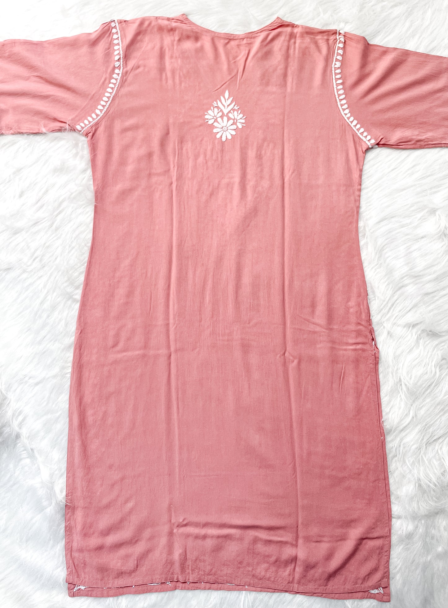 Women's Premium Soft Rayon V Neck Straight Fit Lucknowi Chikankari Kurti