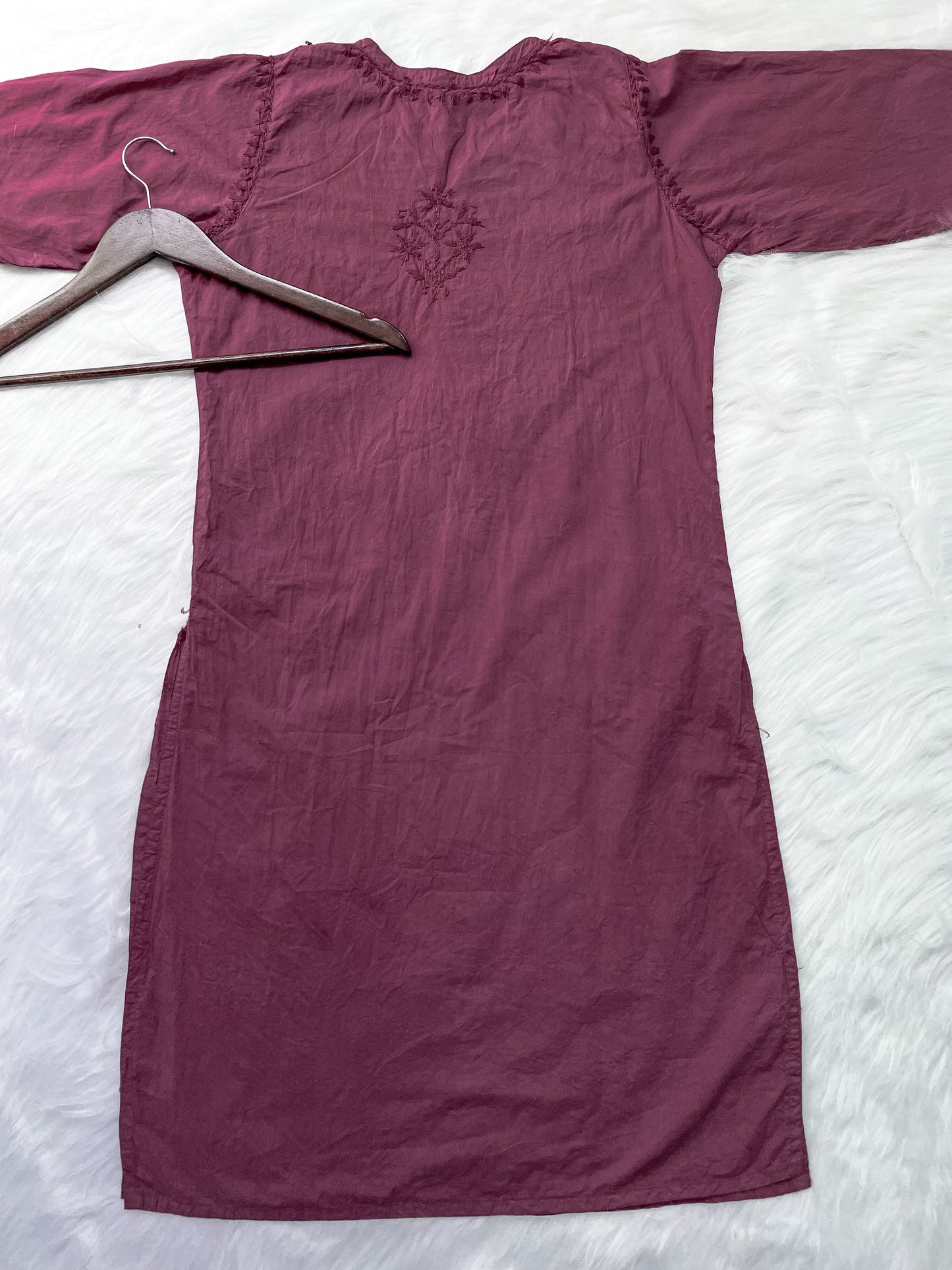 Shireen Dyed Premium Cotton Chikankari Kurti with Hand Embroidery | Long Length Comfort Fit