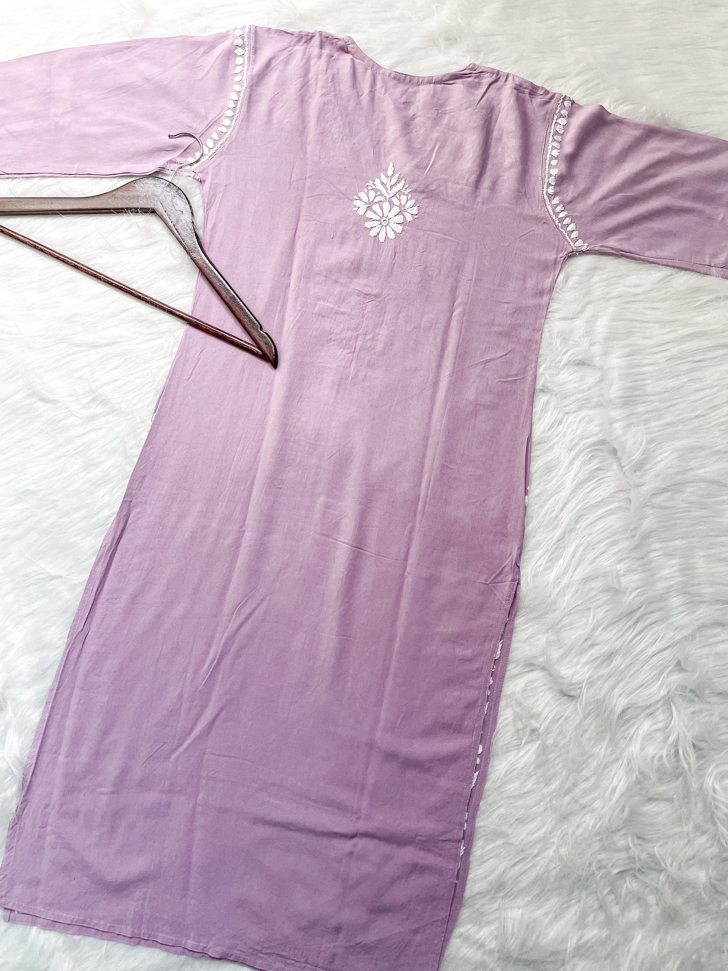 Women's Premium Soft Rayon V Neck Straight Fit Lucknowi Chikankari Kurti