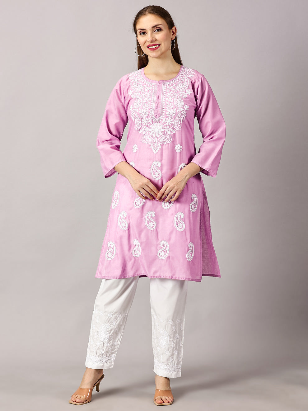 Chikankari Soft Cotton Kurti with Stretchable Lycra Pant Set – Comfortable & Stylish for All Occasions