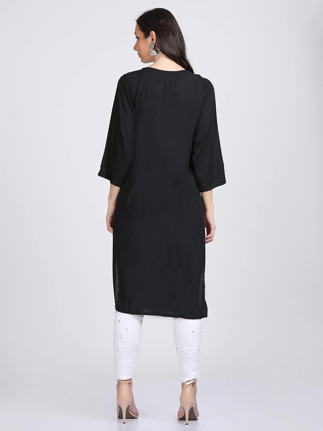 Super Comfy Rayon Chikankari Kurti with Muquesh Embellishments