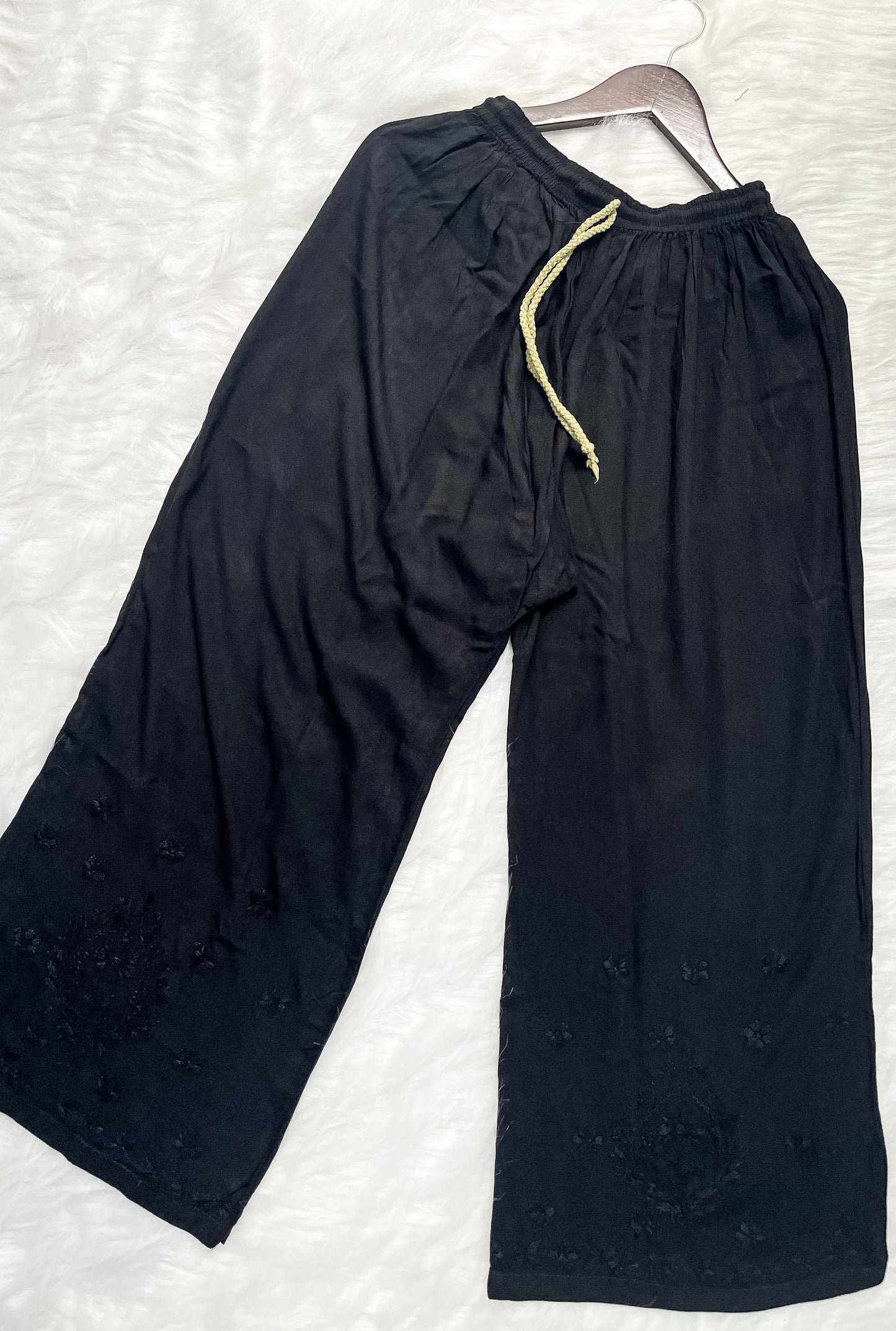 Ombre Dyed Shaded Rayon Lucknowi Chikankari Kurti, Palazzo and Dupatta Set.
