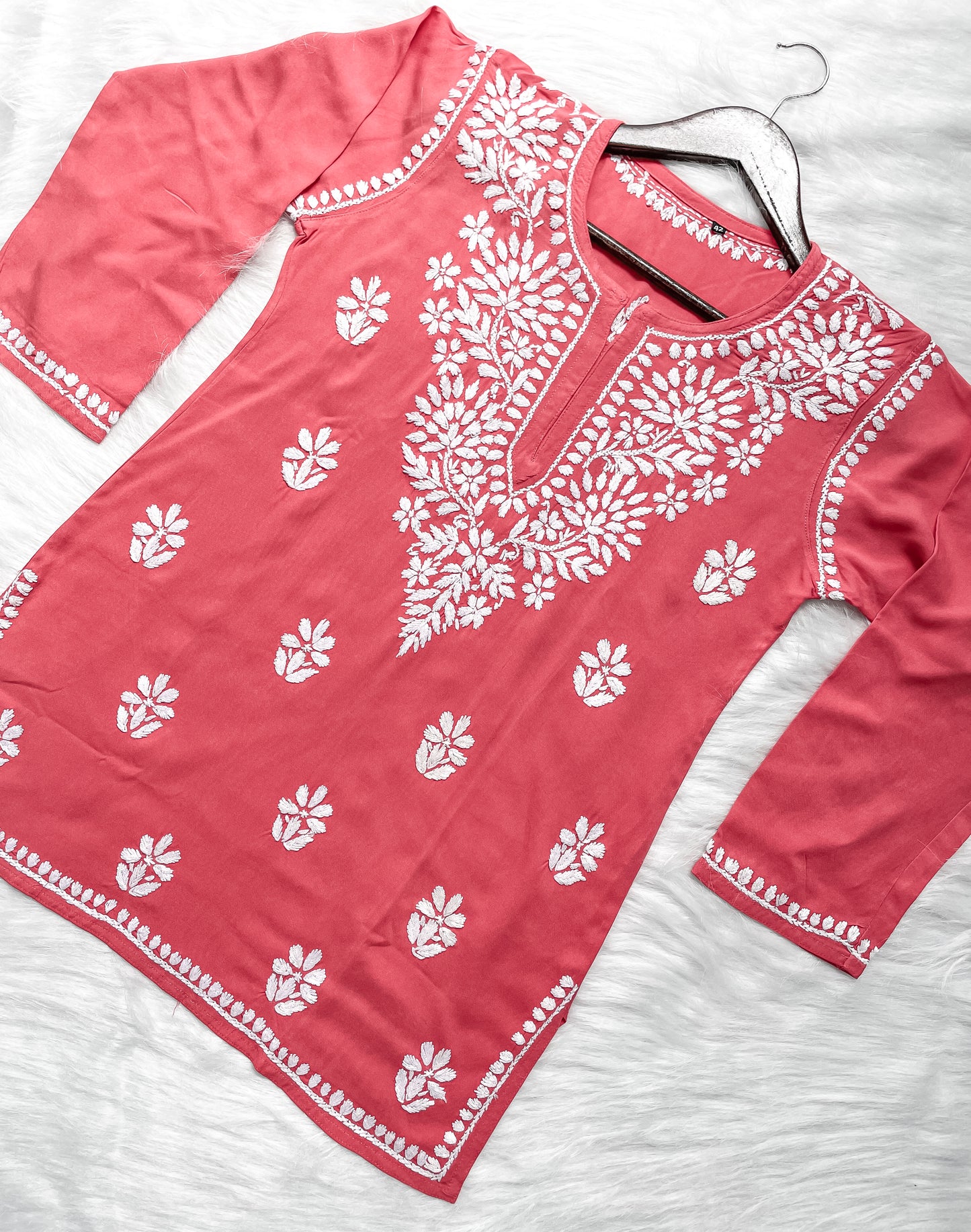 Soft Rayon Short Chikankari Kurti – 28" Inches Length, Comfortable, Breathable & Perfect for Every Occasion