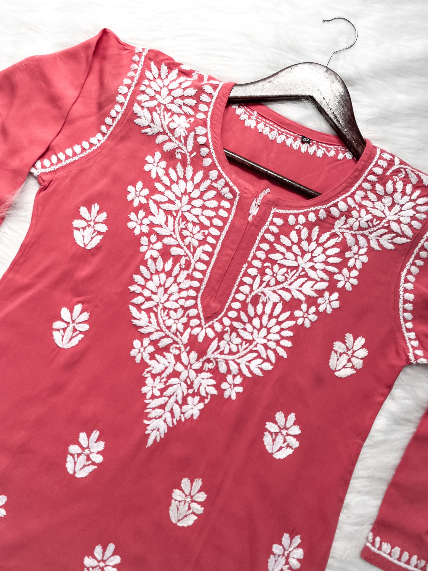 Soft Rayon Short Chikankari Kurti – 28" Inches Length, Comfortable, Breathable & Perfect for Every Occasion