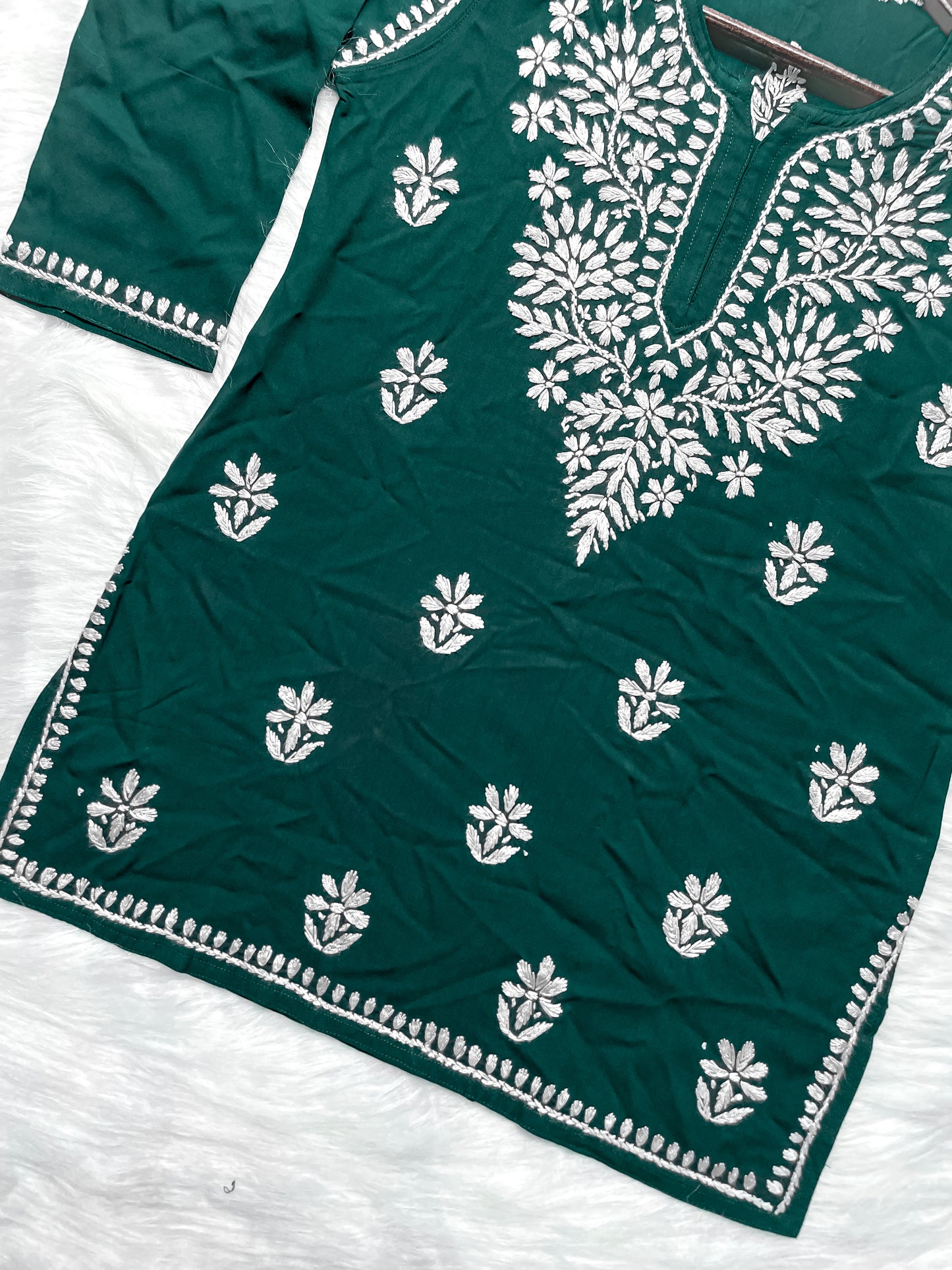 Soft Rayon Short Chikankari Kurti – 28" Inches Length, Comfortable, Breathable & Perfect for Every Occasion