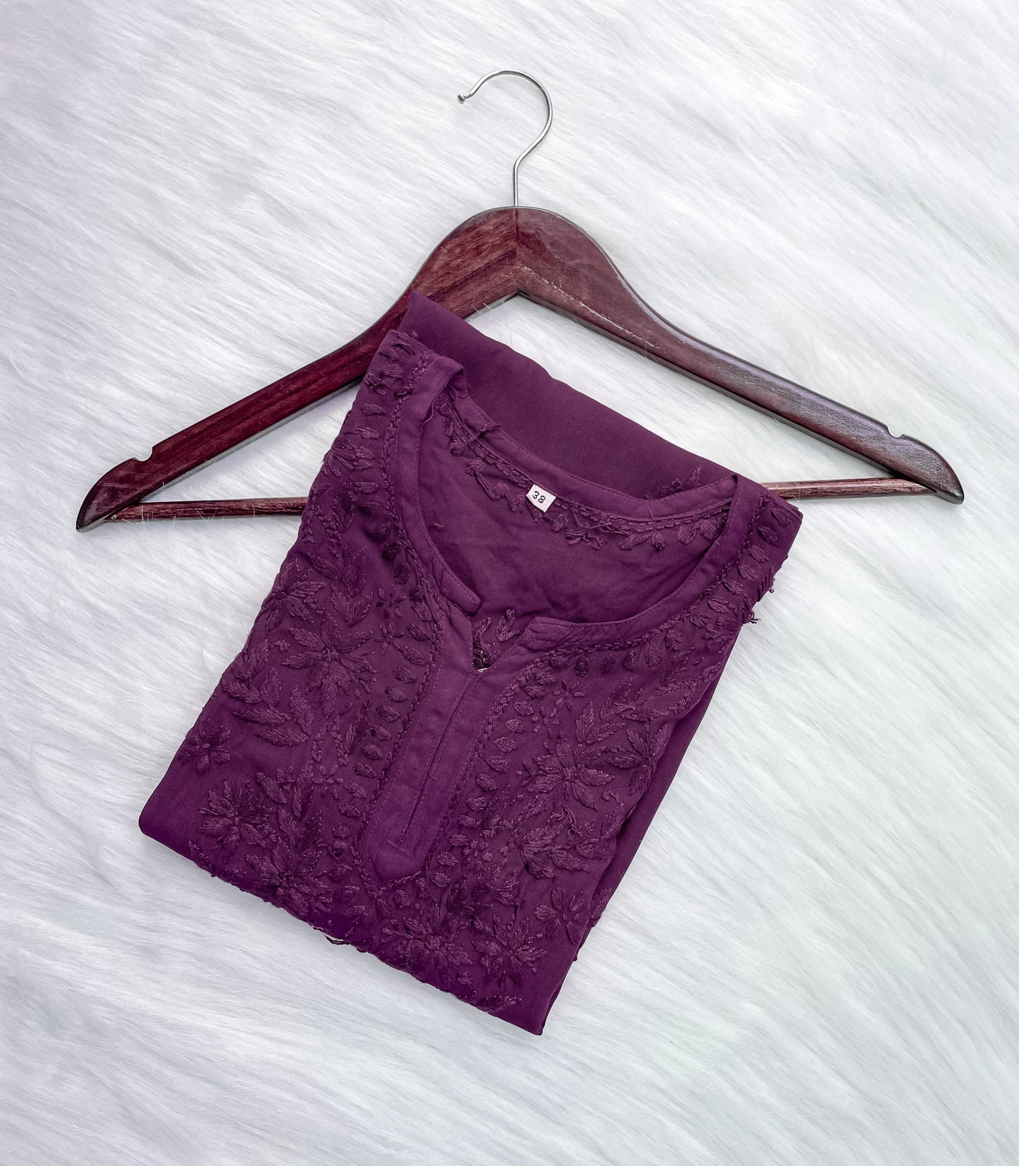 Wine Dyed Short Rayon Lucknowi Chikankari Kurti for Women | Comfortable & Non-Transparent Kurti