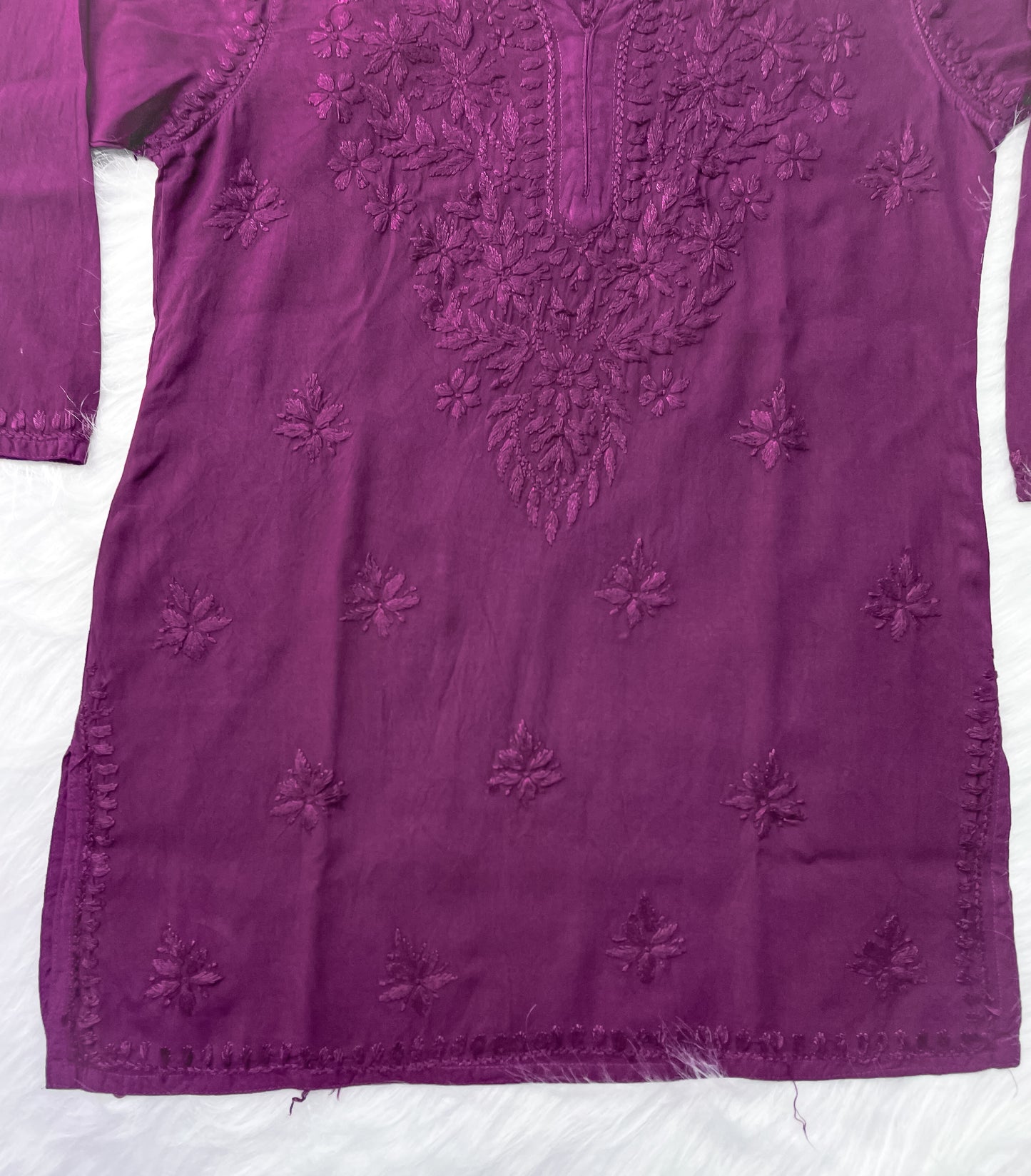 Wine Dyed Short Rayon Lucknowi Chikankari Kurti for Women | Comfortable & Non-Transparent Kurti