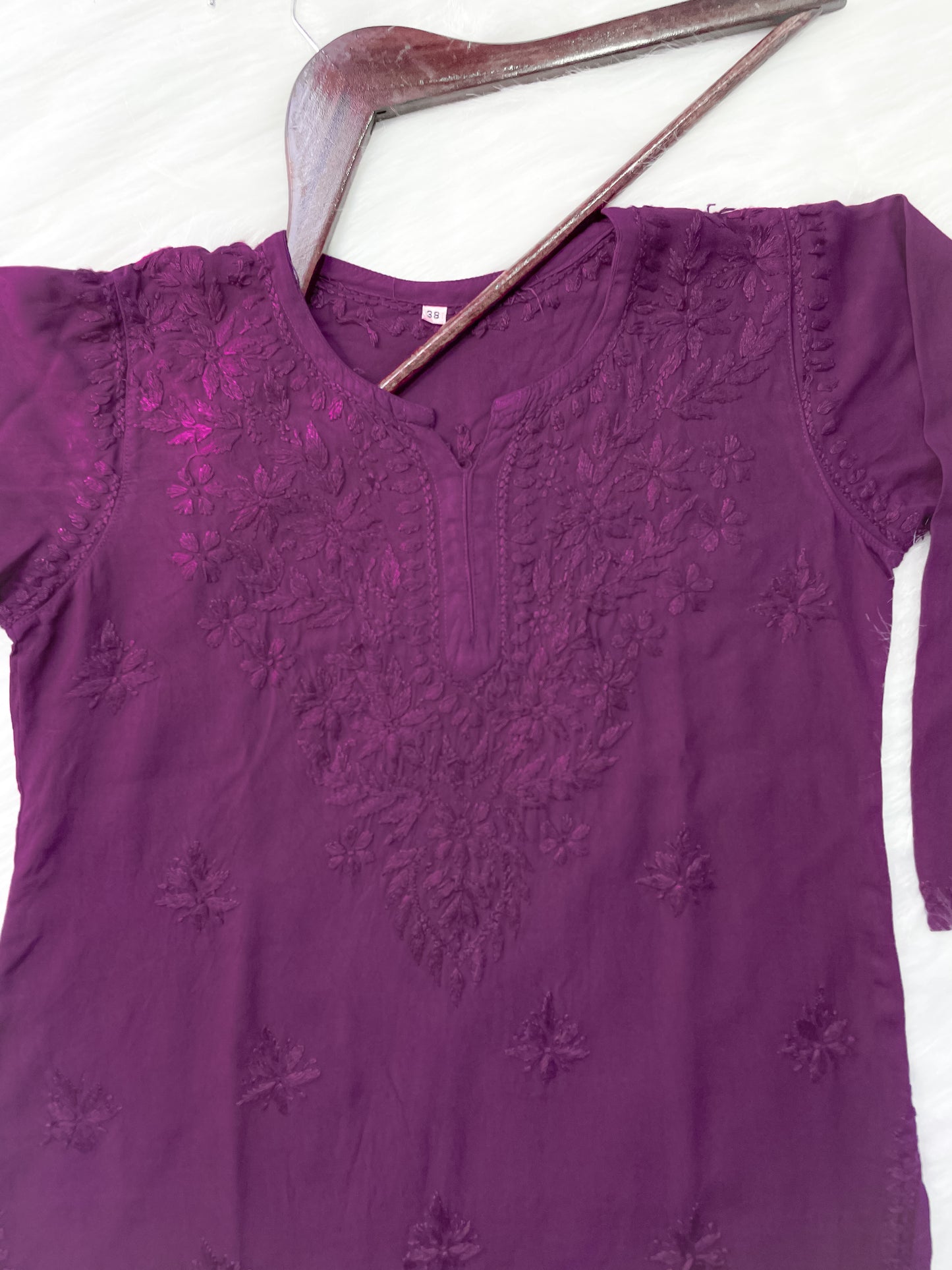 Wine Dyed Short Rayon Lucknowi Chikankari Kurti for Women | Comfortable & Non-Transparent Kurti