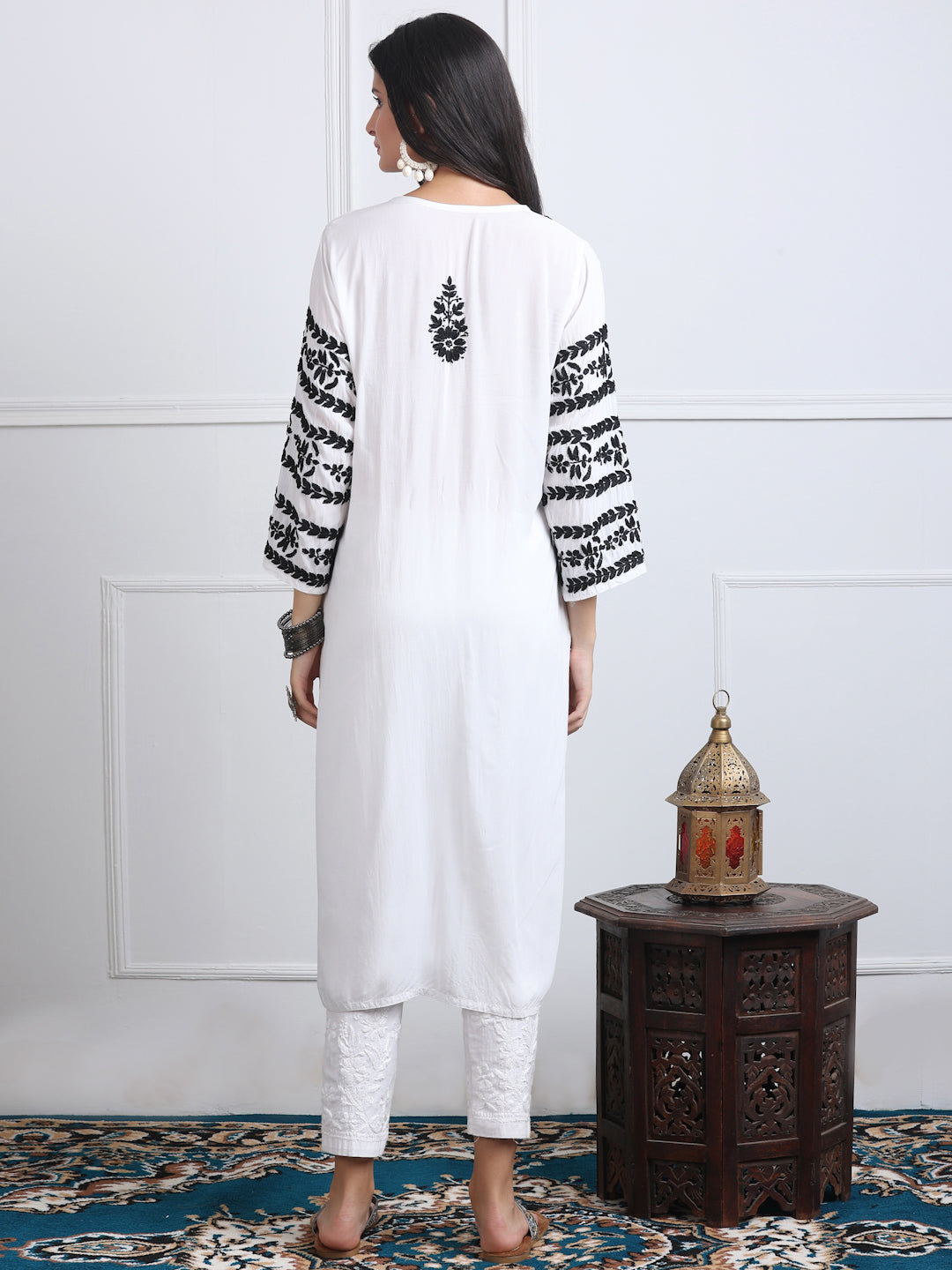 Ghazal Premium Nyra Cut Modal Chikankari Straight Fit Kurta for Women