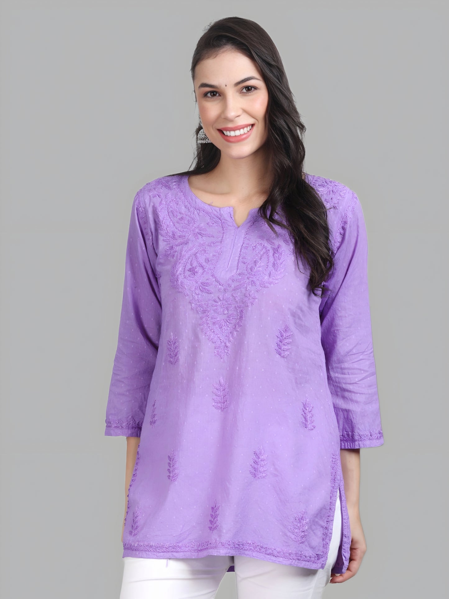 Nuzhat Dyed Lucknowi Chikankari Short Top – Pure Cotton, Handcrafted Beauty in Stunning Shades