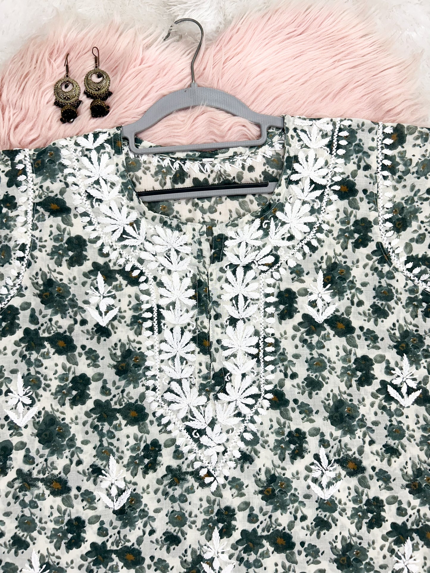 Printed Mul Cotton Short Lucknowi Chikankari Kurti for Women, 30" Inches Length, Super Comfy & Non-Transparent Kurti