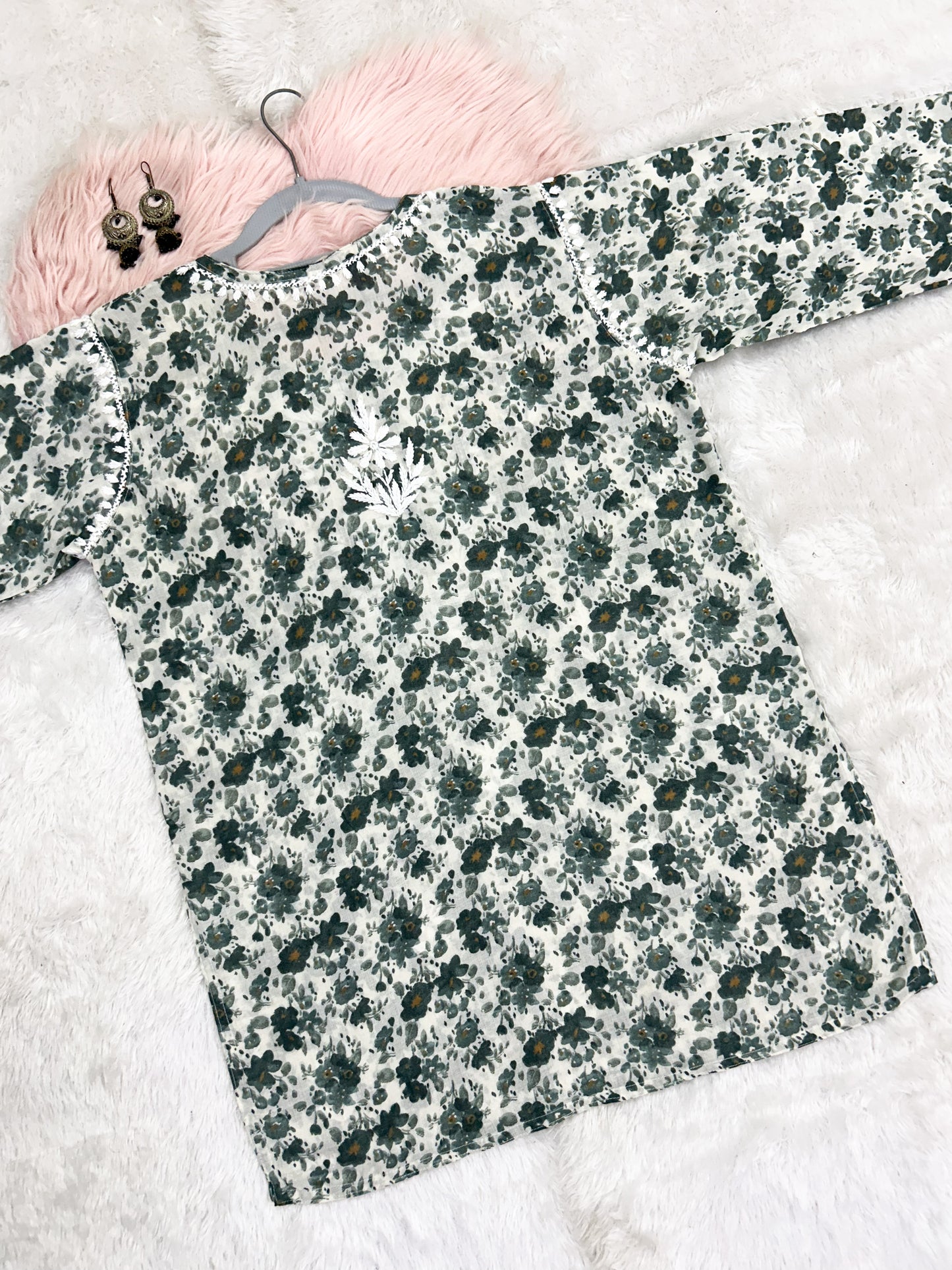 Printed Mul Cotton Short Lucknowi Chikankari Kurti for Women, 30" Inches Length, Super Comfy & Non-Transparent Kurti