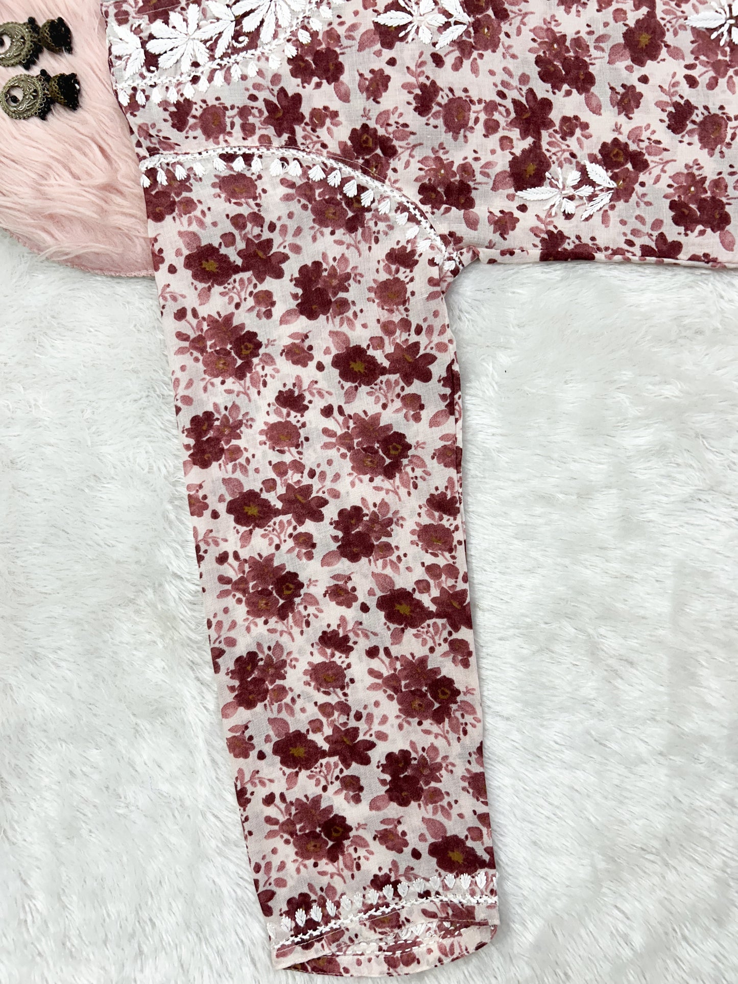 Printed Mul Cotton Short Lucknowi Chikankari Kurti for Women, 30" Inches Length, Super Comfy & Non-Transparent Kurti