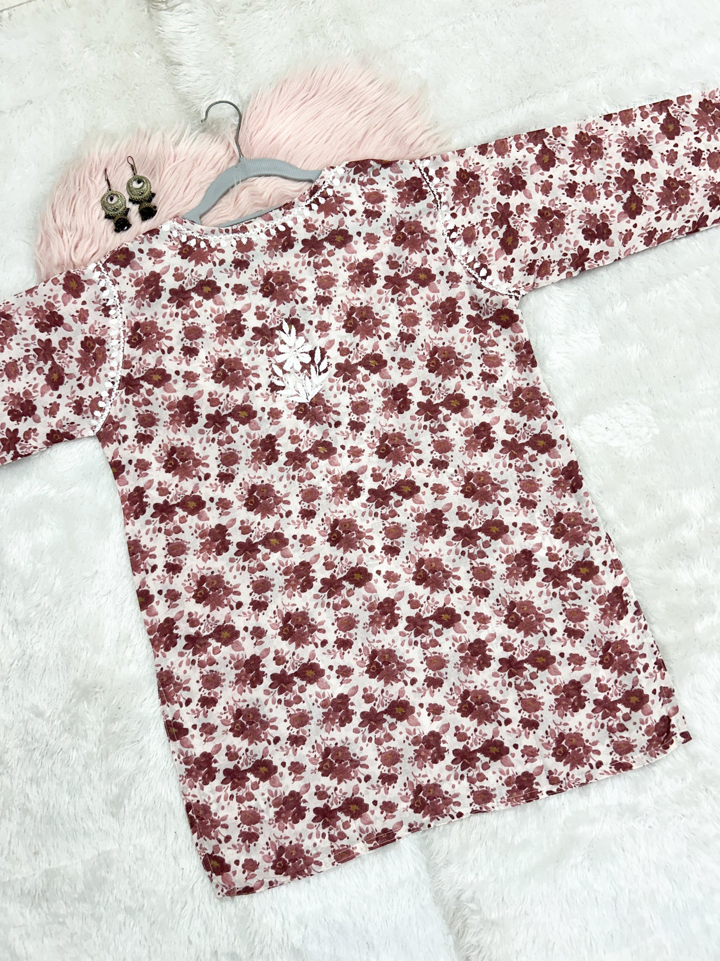 Printed Mul Cotton Short Lucknowi Chikankari Kurti for Women, 30" Inches Length, Super Comfy & Non-Transparent Kurti