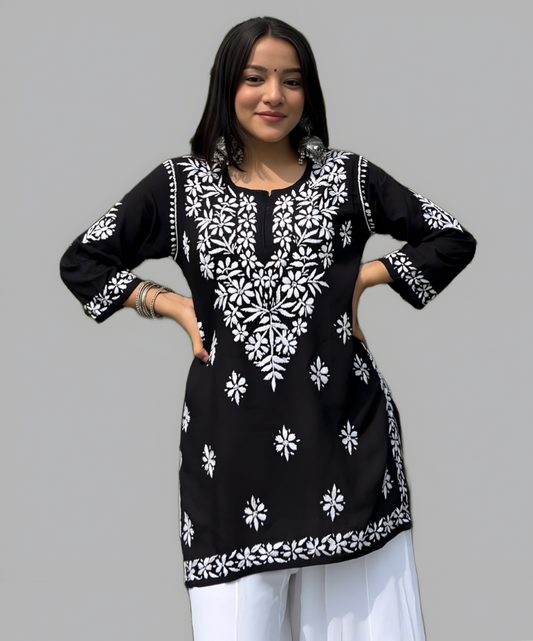 Mehwish Rayon Chikankari Short Top – Elegant, Breathable & Perfect for Every Occasion