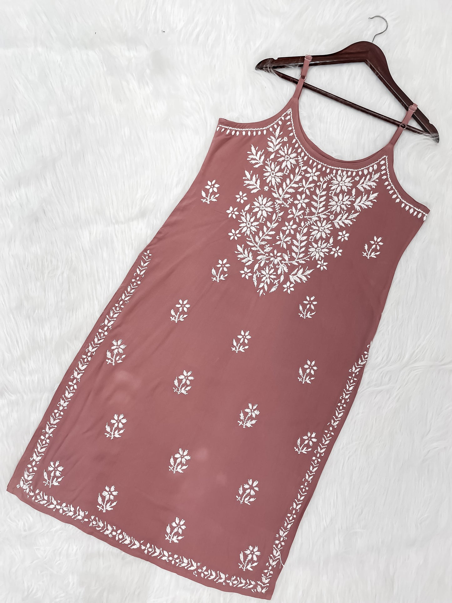 Mansha Chikankari Strappy Rayon Kurti & Palazzo Co-Ord Set (Adjustable Strap)