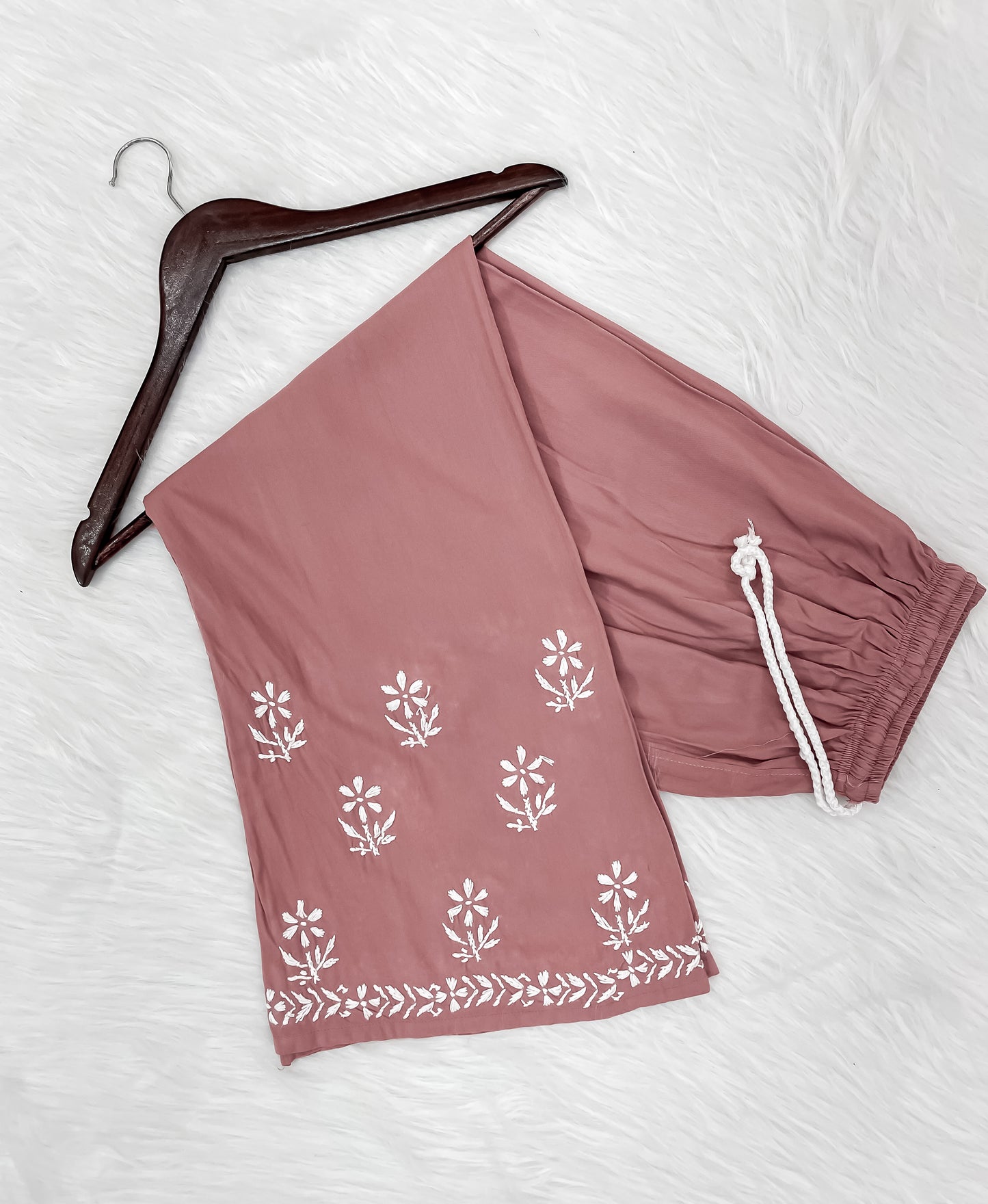 Mansha Chikankari Strappy Rayon Kurti & Palazzo Co-Ord Set (Adjustable Strap)