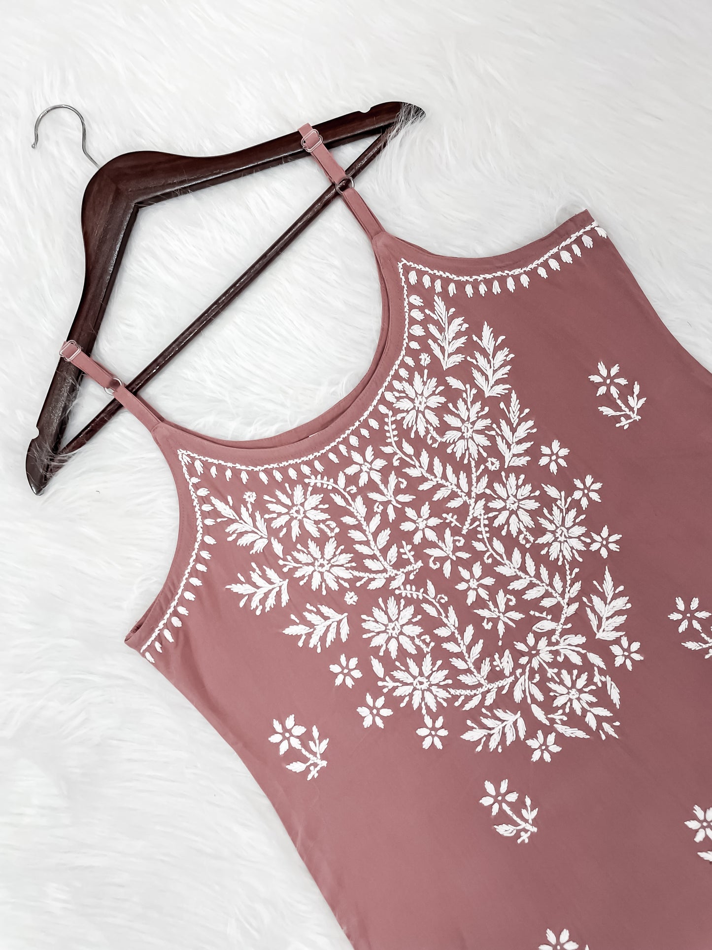 Mansha Chikankari Strappy Rayon Kurti & Palazzo Co-Ord Set (Adjustable Strap)
