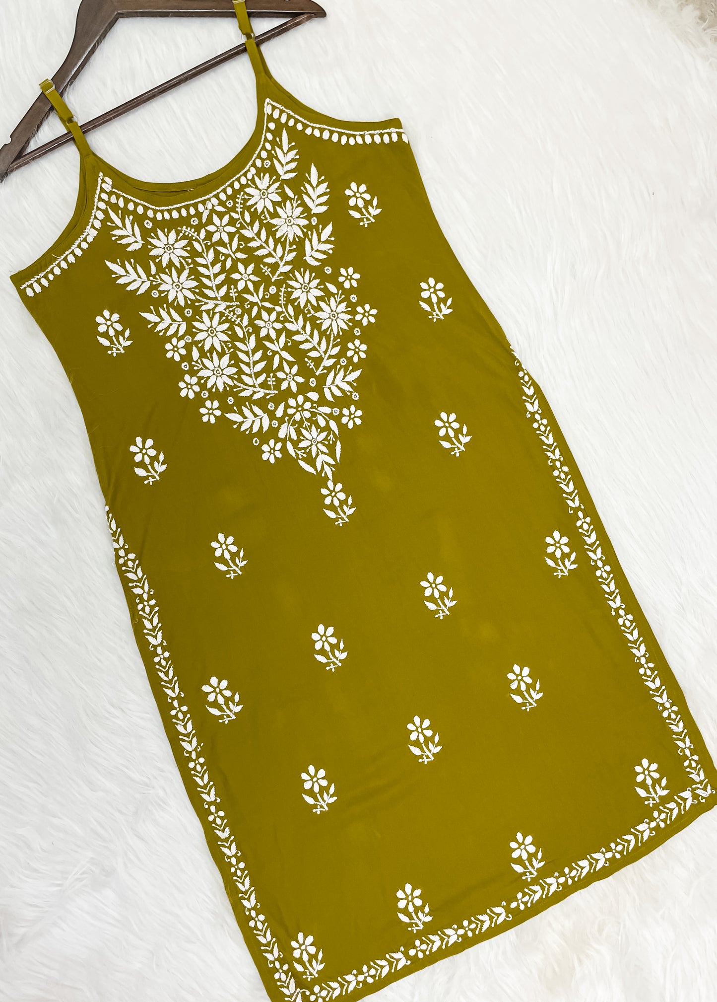 Mansha Chikankari Strappy Rayon Kurti & Palazzo Co-Ord Set (Adjustable Strap)