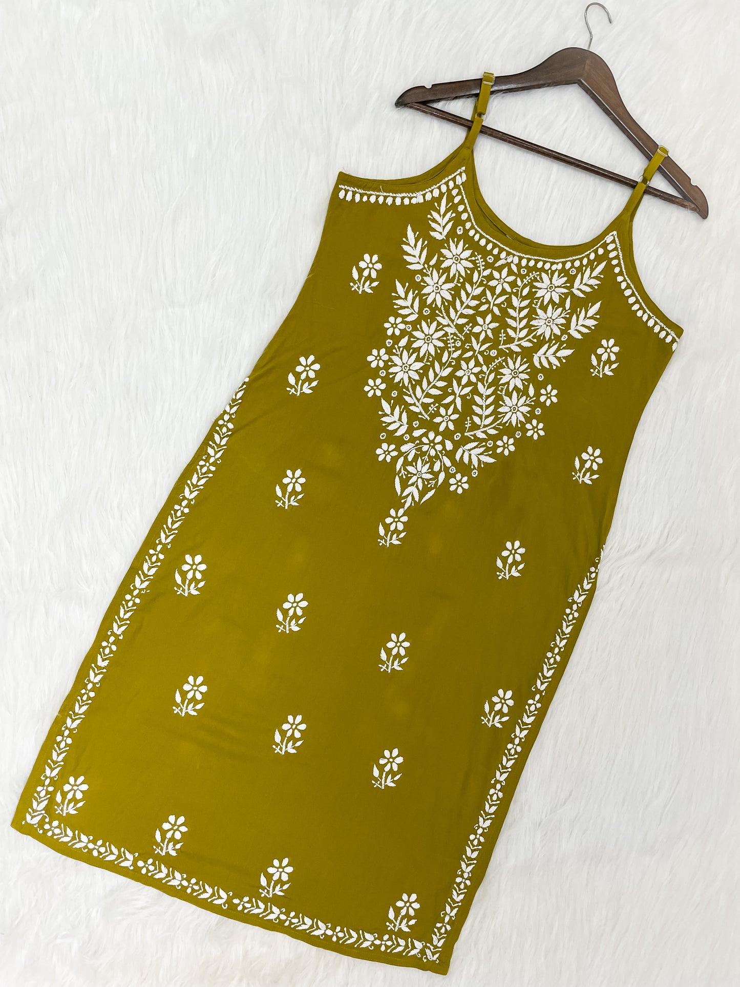 Mansha Chikankari Strappy Rayon Kurti & Palazzo Co-Ord Set (Adjustable Strap)