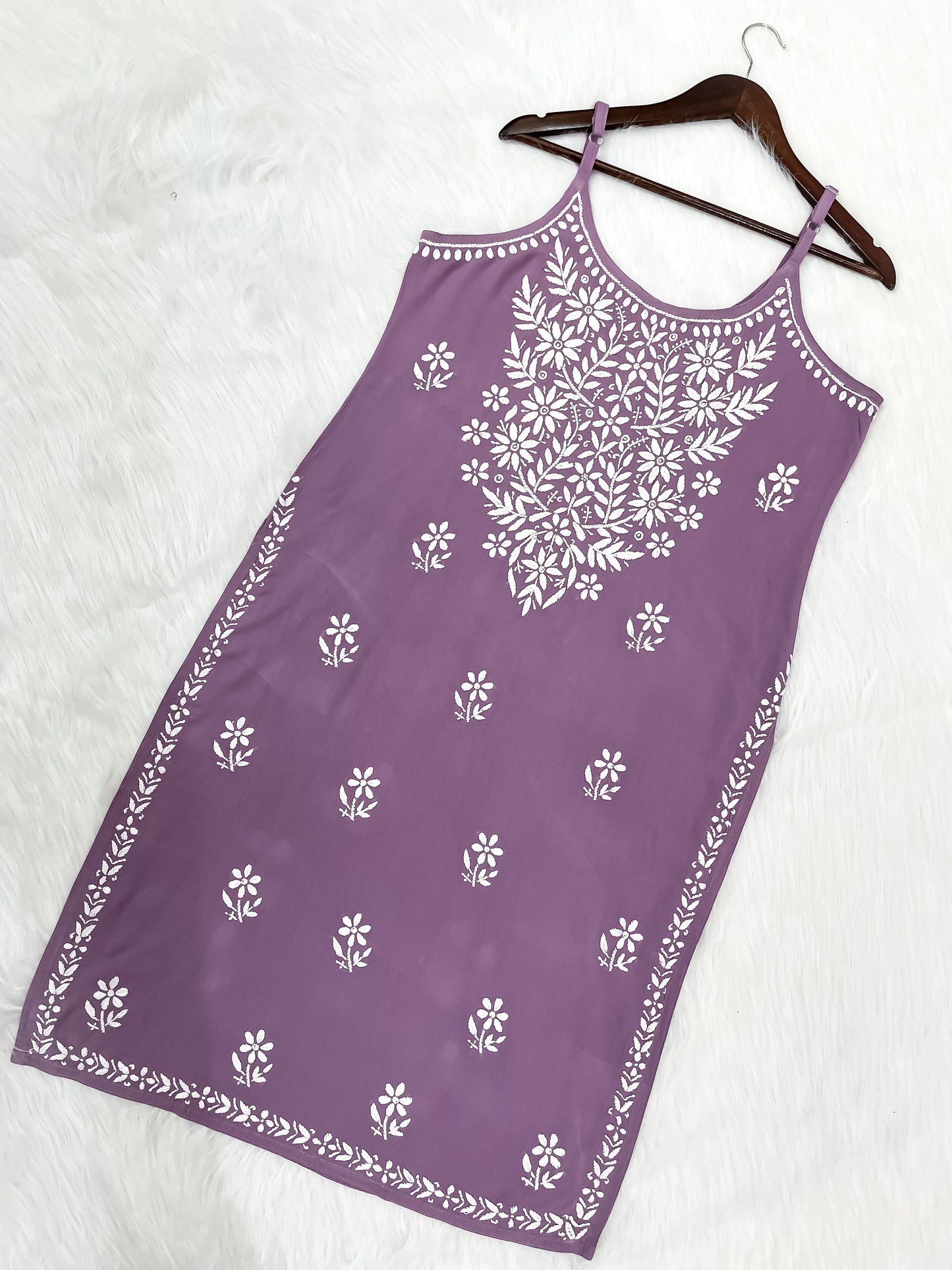 Mansha Chikankari Strappy Rayon Kurti & Palazzo Co-Ord Set (Adjustable Strap)
