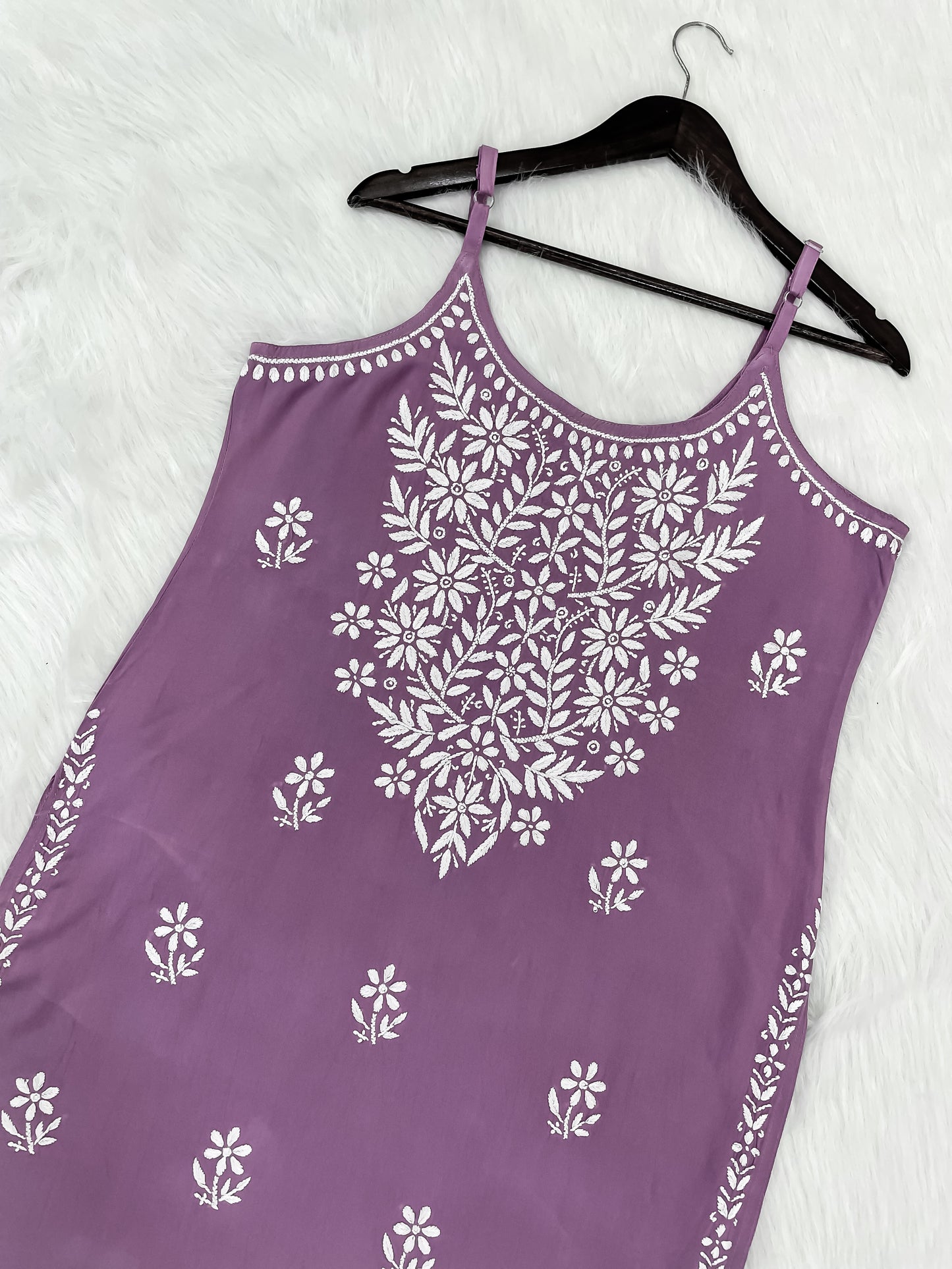 Mansha Chikankari Strappy Rayon Kurti & Palazzo Co-Ord Set (Adjustable Strap)