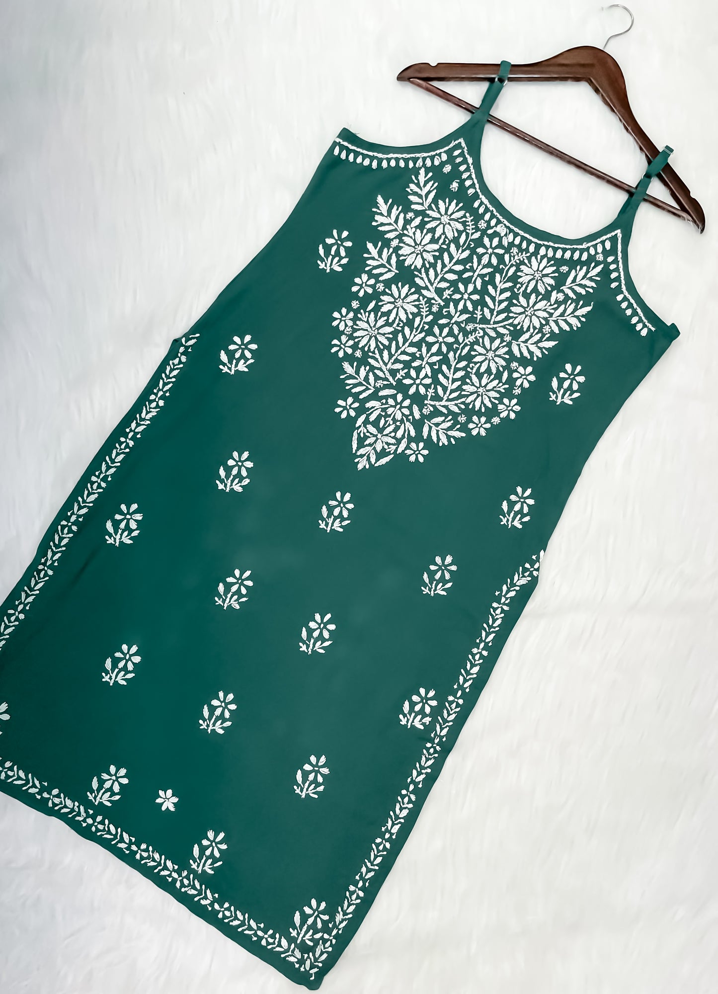 Mansha Chikankari Strappy Rayon Kurti & Palazzo Co-Ord Set (Adjustable Strap)