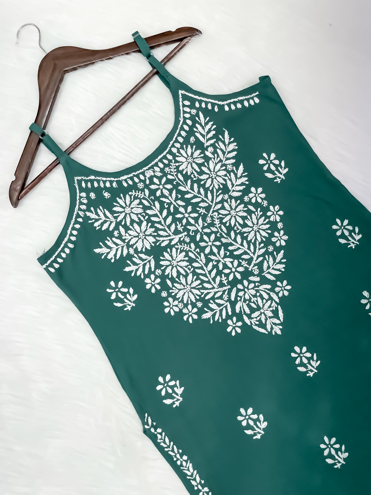 Mansha Chikankari Strappy Rayon Kurti & Palazzo Co-Ord Set (Adjustable Strap)