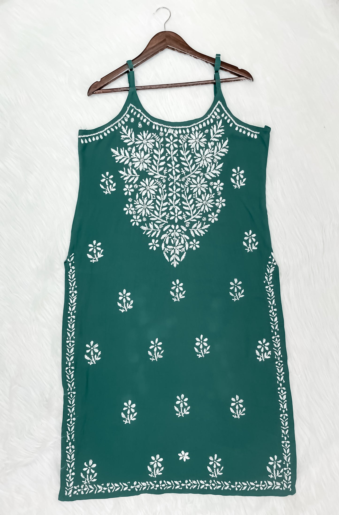 Mansha Chikankari Strappy Rayon Kurti & Palazzo Co-Ord Set (Adjustable Strap)