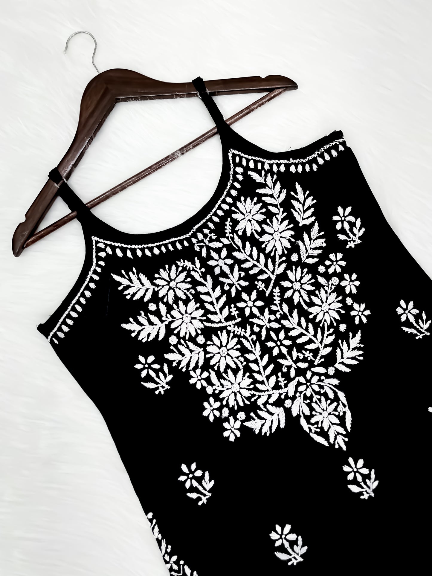 Mansha Chikankari Strappy Rayon Kurti & Palazzo Co-Ord Set (Adjustable Strap)
