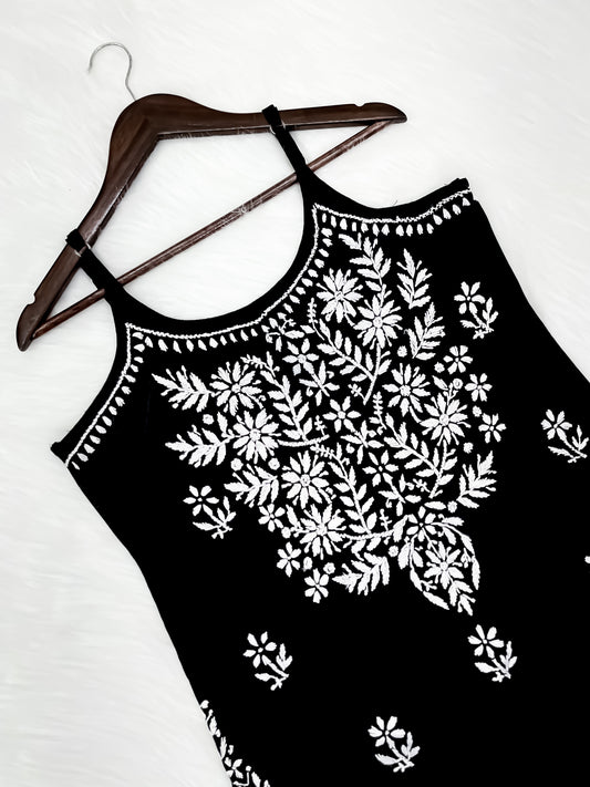 Mansha Chikankari Strappy Rayon Kurti & Palazzo Co-Ord Set (Adjustable Strap)