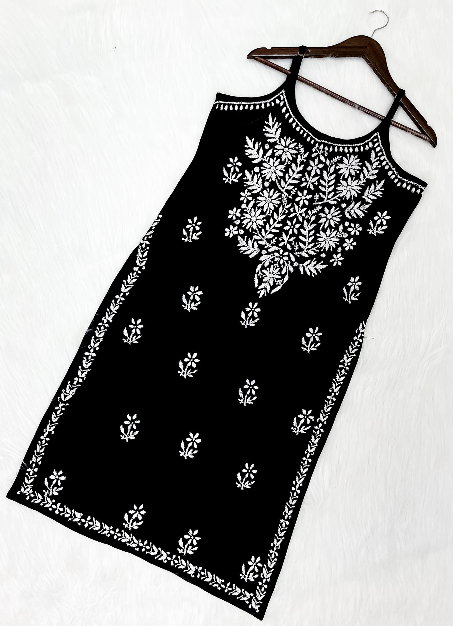 Mansha Chikankari Strappy Rayon Kurti & Palazzo Co-Ord Set (Adjustable Strap)