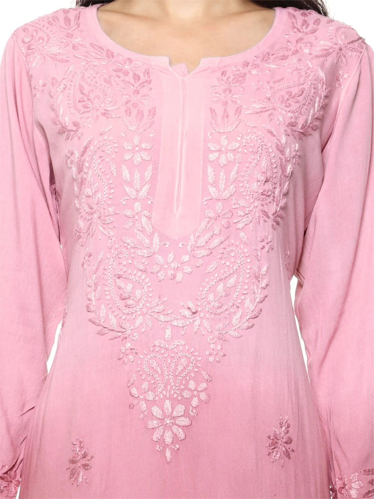 Nargis Premium Rayon Ombre/Shaded Dyed Long Chikankari Kurti – Perfect for Every Occasion