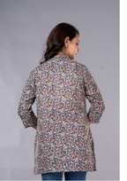 Blue Aarzo Printed Short Cotton Kurti