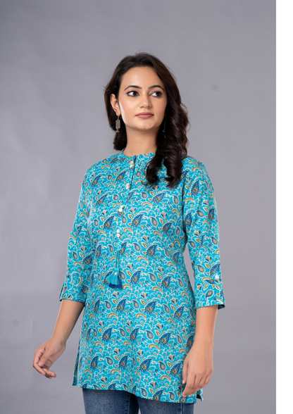 Women's Premium Designer Straight Short poly Cotton Kurti with Front Buttons