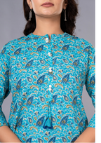 Rama Green Aarzo Printed Short Cotton Kurti