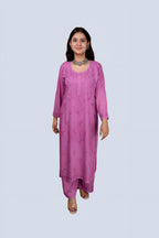 Wine Aroos Dyed Rayon Kurti & Palazzo Set