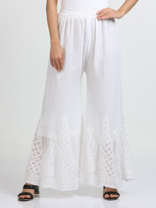 Basma White Sharara with lining Attached