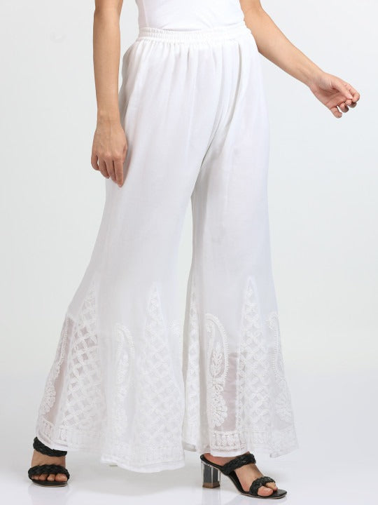 Basma White Sharara with lining Attached