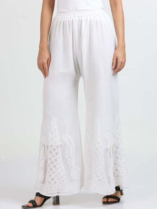 Basma White Sharara with lining Attached