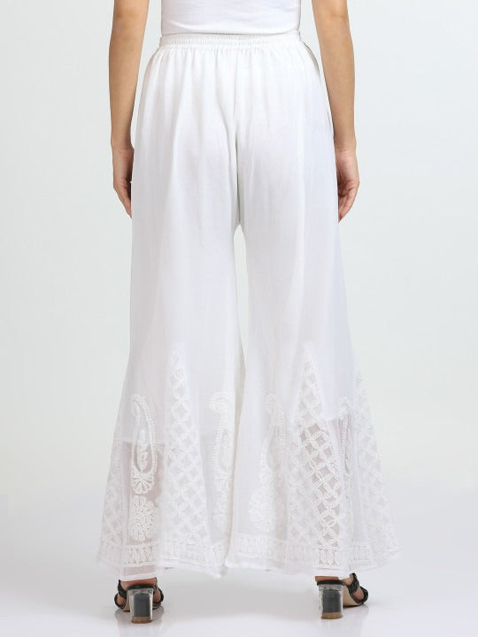 Basma White Sharara with lining Attached