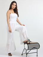 Basma White Sharara with lining Attached