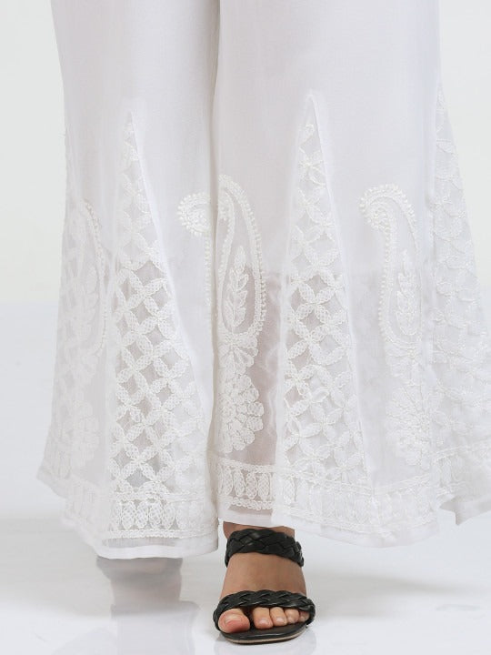 Basma White Sharara with lining Attached
