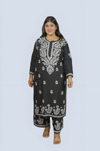 Black Batool Plus Size Rayon Kurti & Palazzo Set